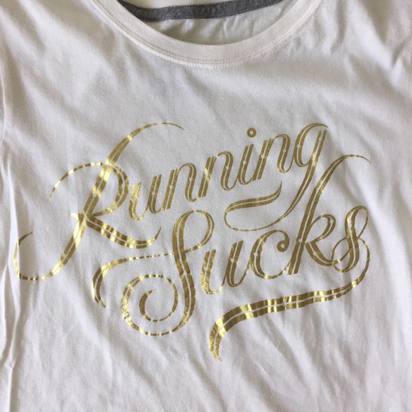 Nike | "running sucks" ivory tee with gold graphic - Picture 5 of 8